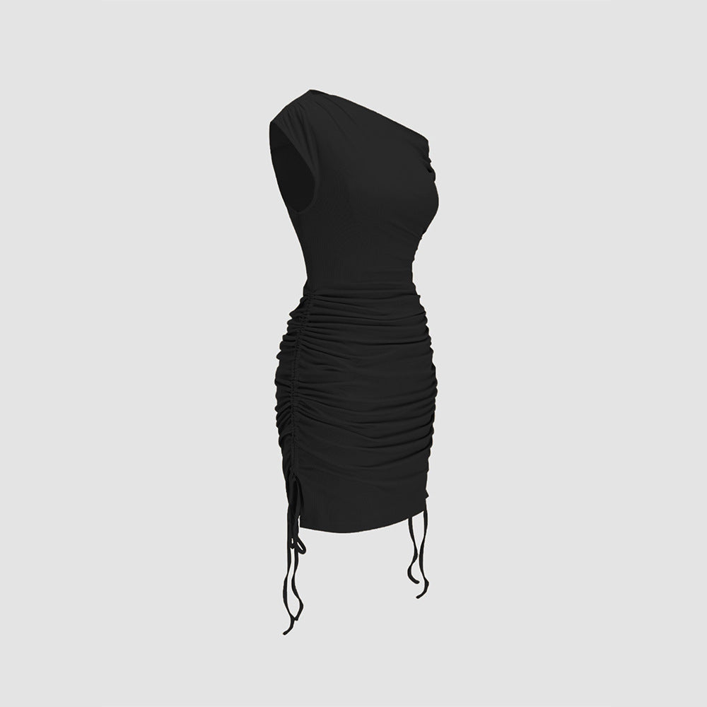 Damen Wickelkleid Asymmetrischer Ausschnitt Rüschendetails