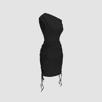 Damen Wickelkleid Asymmetrischer Ausschnitt Rüschendetails