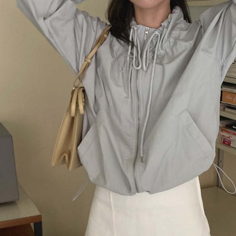 Damen Übergangsjacke Leicht Verstellbarer Kordelzug Beige