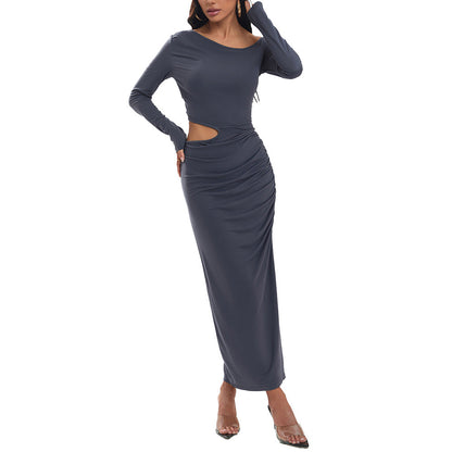 Damen Maxikleid Rüschen Details Elegante Drapierung Eveloria