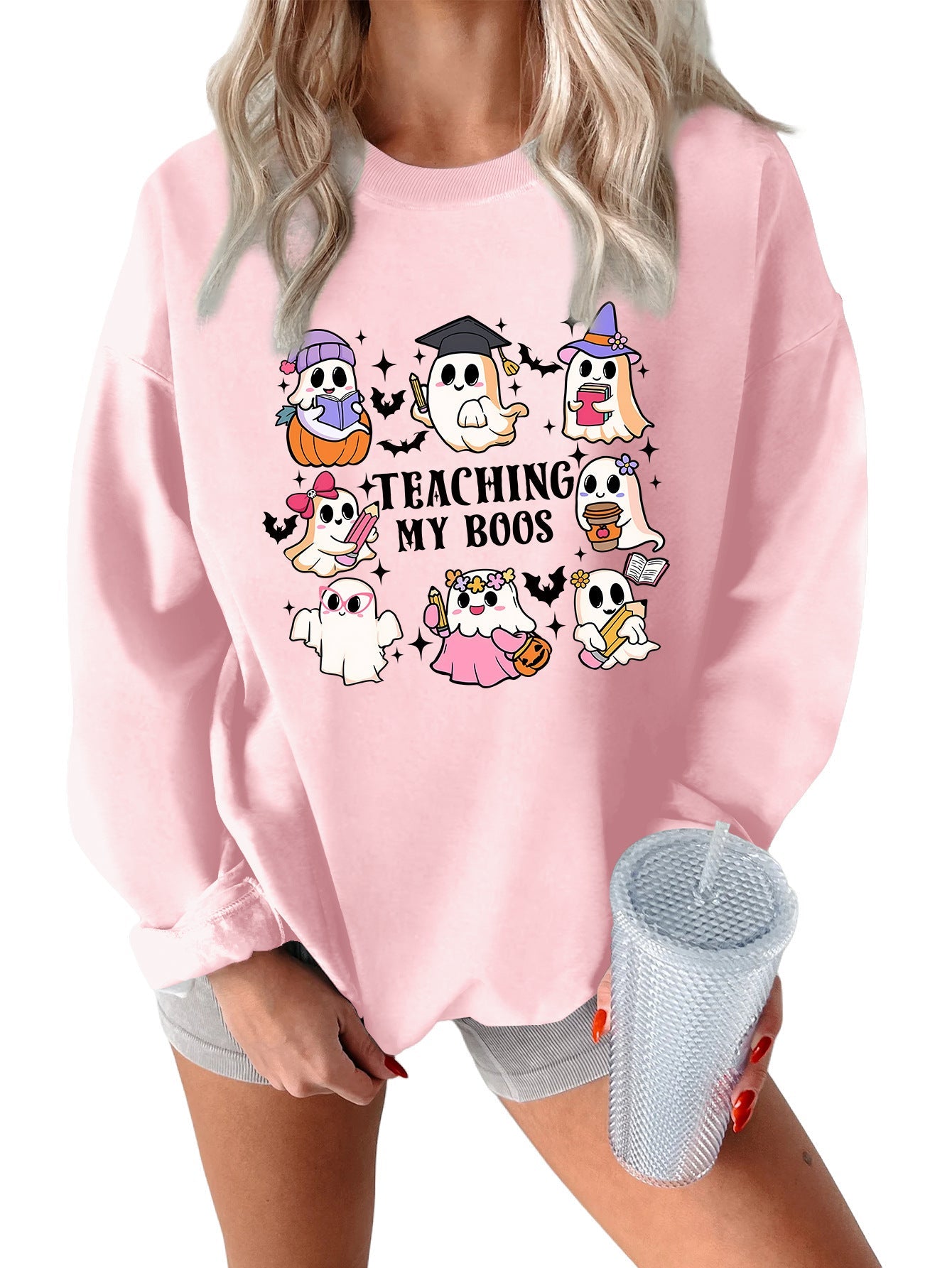 Damen Sweatshirt Halloween-Motiv Lässiger Schnitt Eveloria