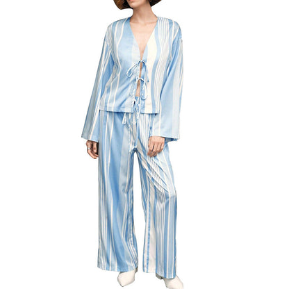 Damen Loungewear-Set Weites Streifenmuster