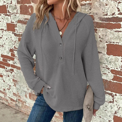 Damen Kapuzenpullover Langarm mit Knöpfen Eveloria