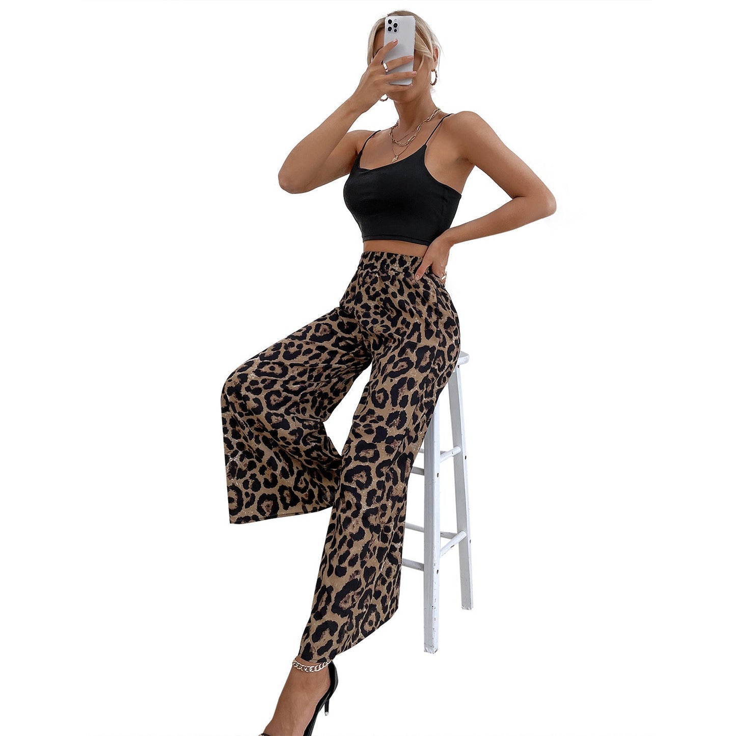 Damen Leoparden-Haremshose Elastisch Weite Eveloria