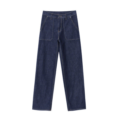 Damen High-Waist Jeans Lässiger Schnitt Mit Taschen Eveloria