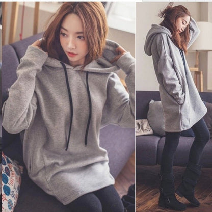 Damen Hoodie Kapuze Lässig Grau Eveloria