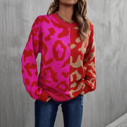 Damen Pullover Leo-Muster Farbenfroh Eveloria - Eveloria