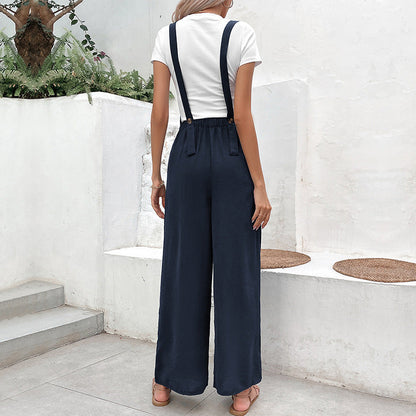 Damen Jumpsuit Weit Schnitt Elastischer Bund Eveloria