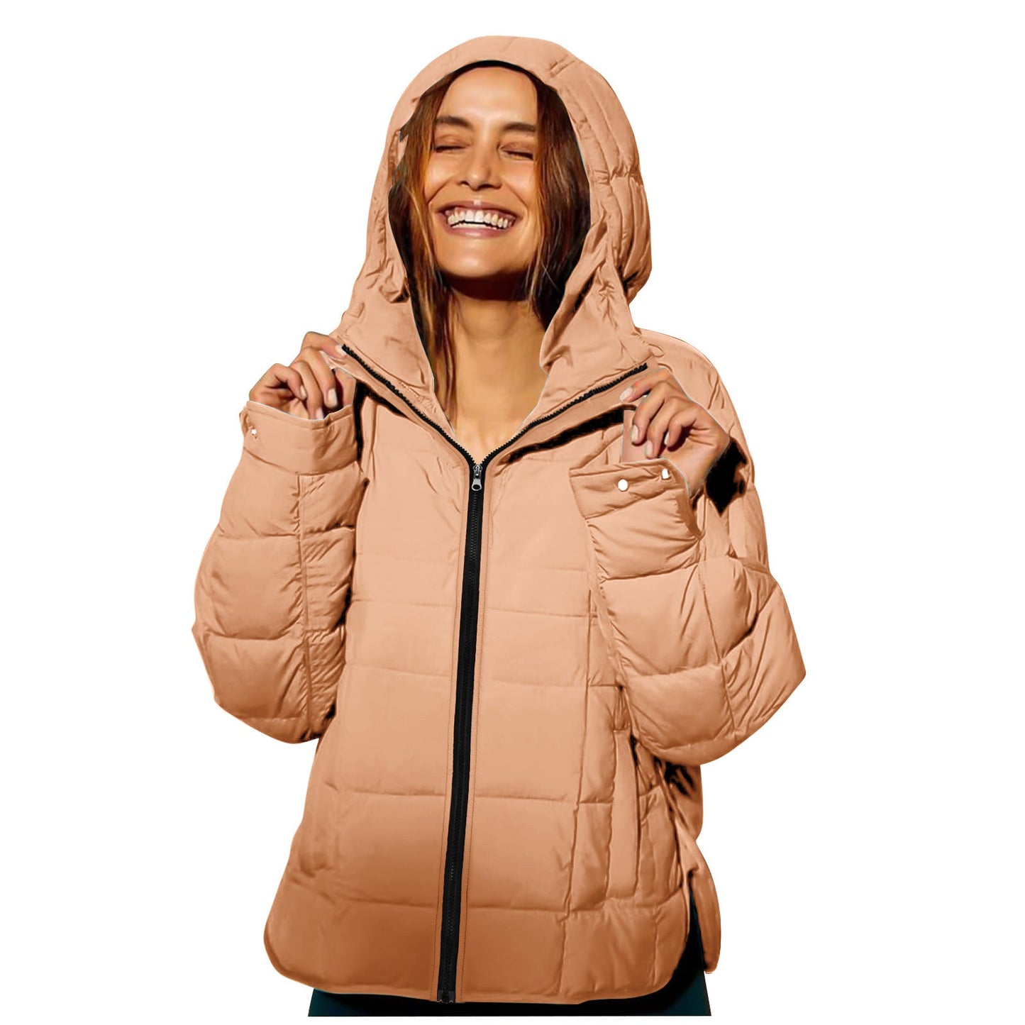 Damen Winterjacke Abnehmbare Kapuze Wasserabweisend Eveloria