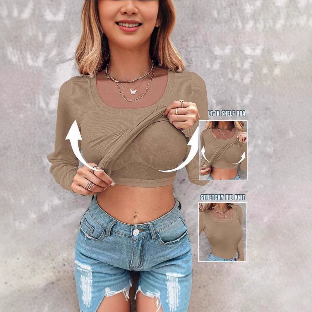 Damen Cropped Langarmshirt mit Trägershirt Eveloria