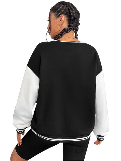 Damen Sweatshirt V-Ausschnitt Sportlich Grau Eveloria