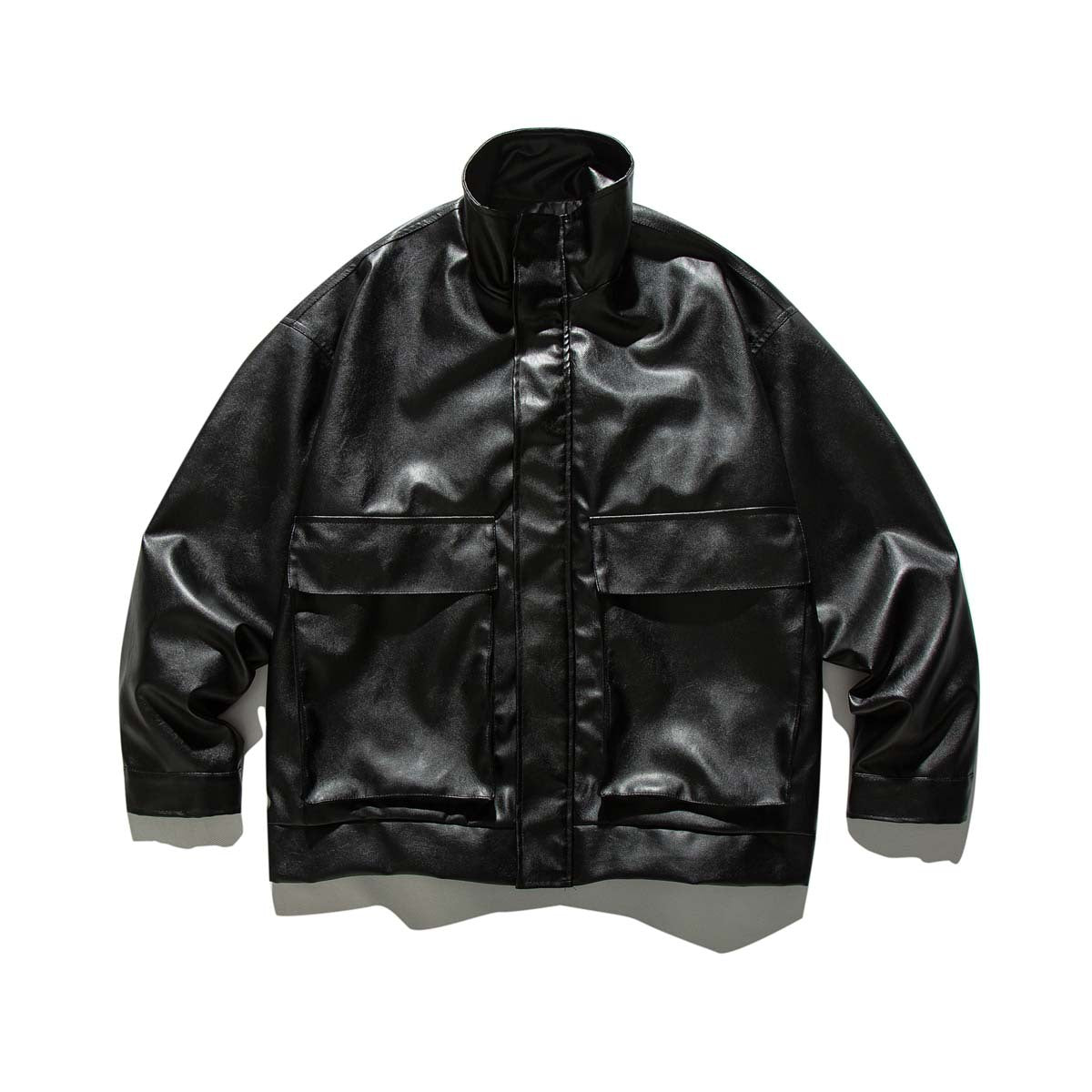 Damen Lederjacke Lässig Mit Taschen Eveloria
