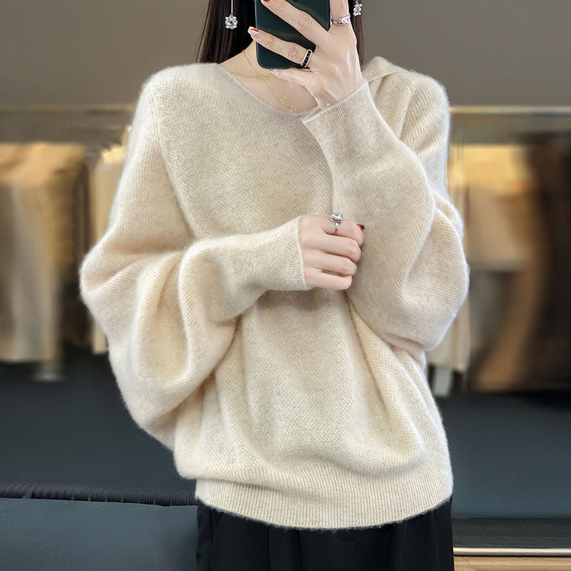 Damen Pullover V-Ausschnitt Weich Eveloria