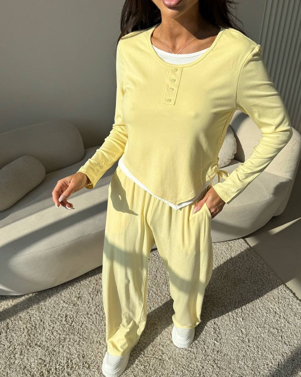 Damen Freizeitsuit Langarmoberteil und lockere Hose Eveloria