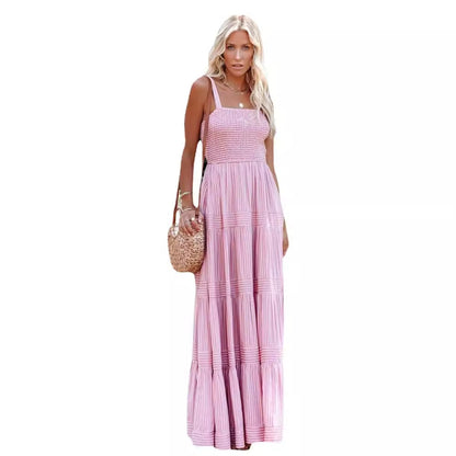 Damen Maxikleid Leicht Raffung Spaghettiträger Eveloria
