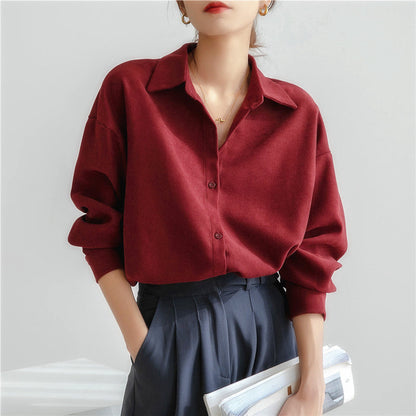 Damen Oversized Bluse Lässiger Schnitt Eleganter Kragen - Eveloria