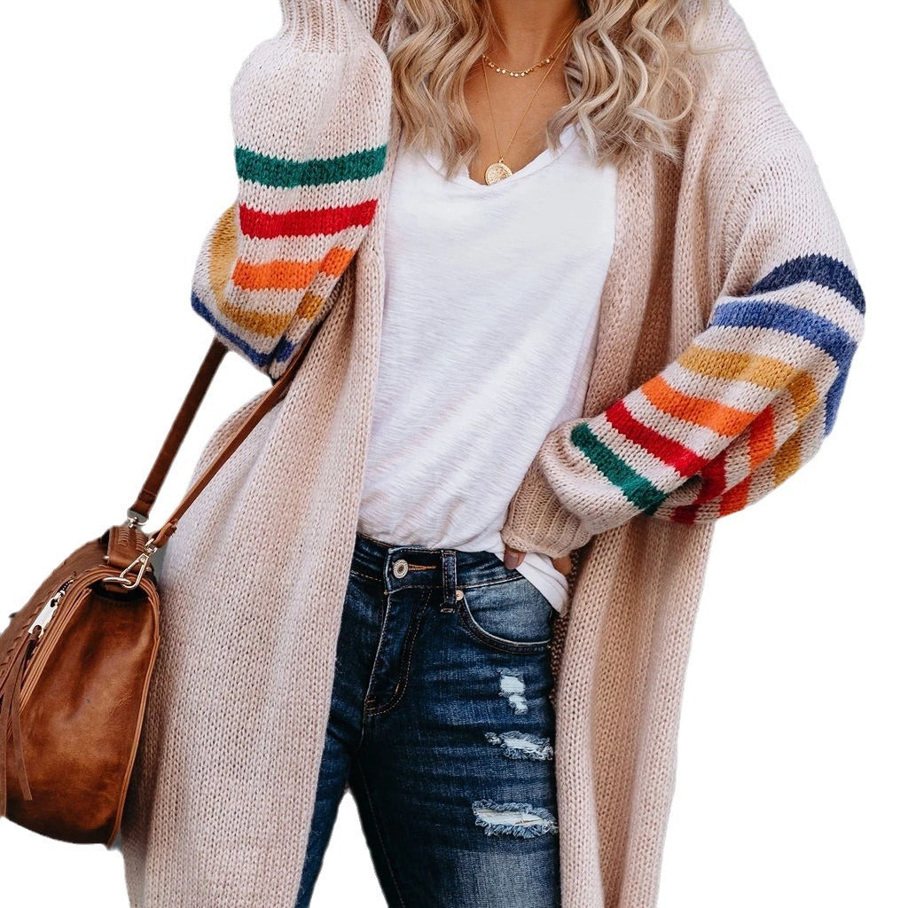 Damen Strickjacke Farbige Ärmel Eveloria
