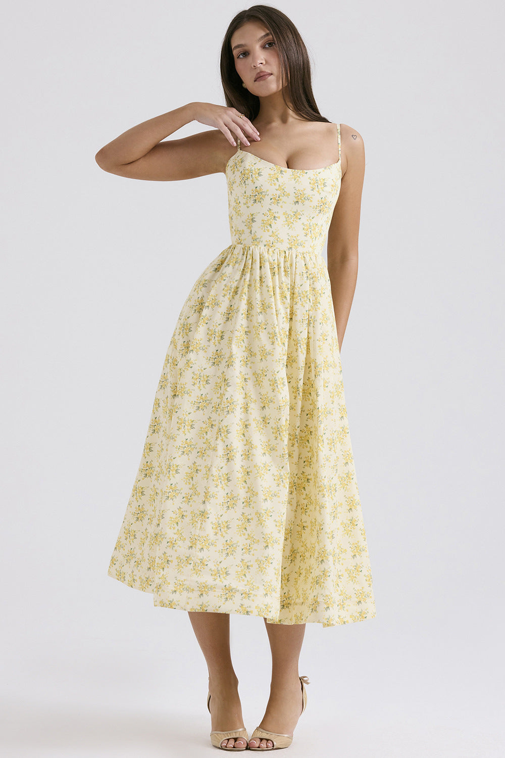 Damen Maxikleid Floralmuster Elegante Silhouette