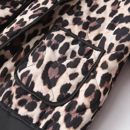 Damen Fleecejacke Leo-Muster Kuschelig Anthrazit