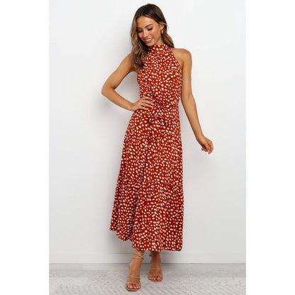 Damen Maxikleid Wickeldesign Punkte-Muster Eveloria