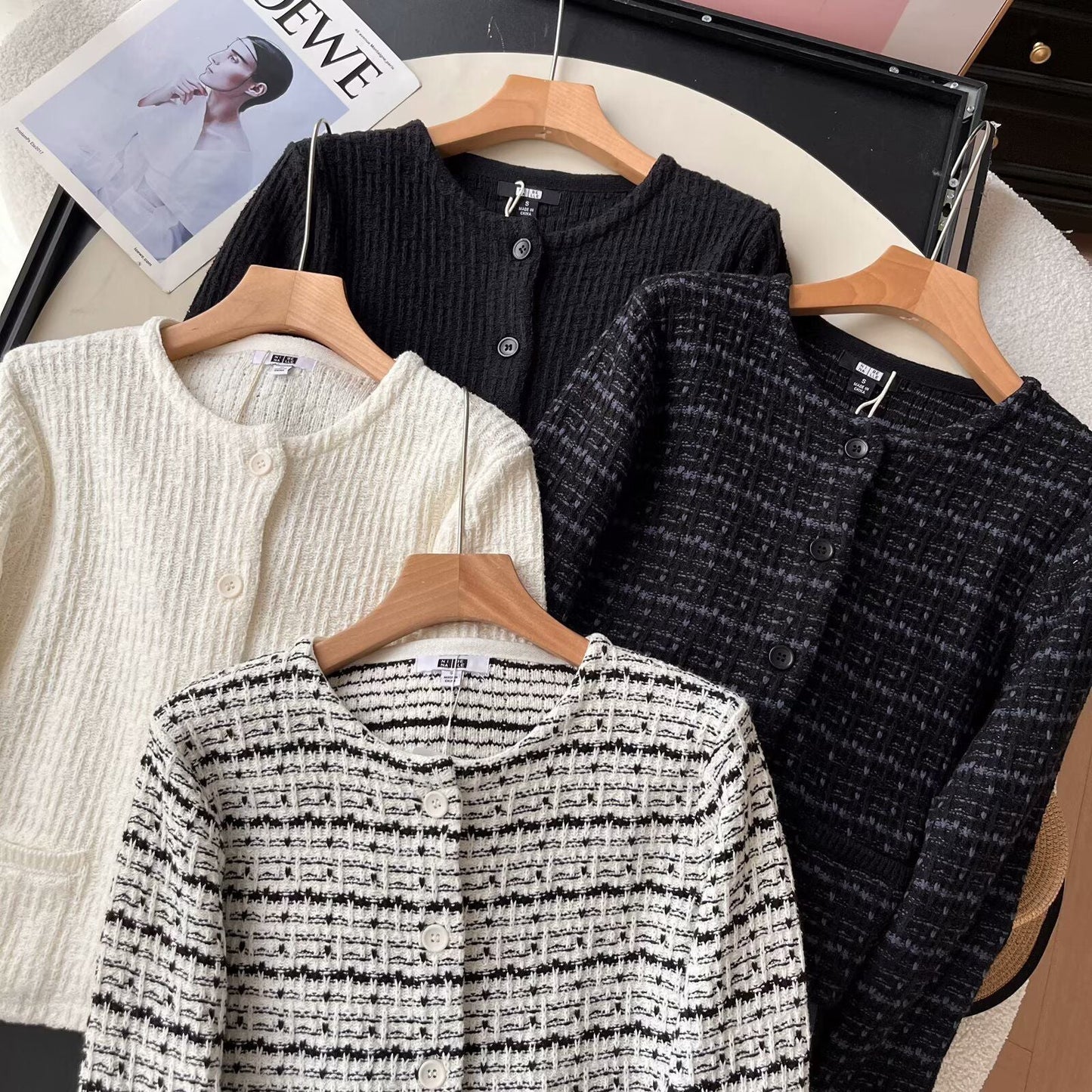 Damen Strickcardigan Strukturiertes Muster Eveloria