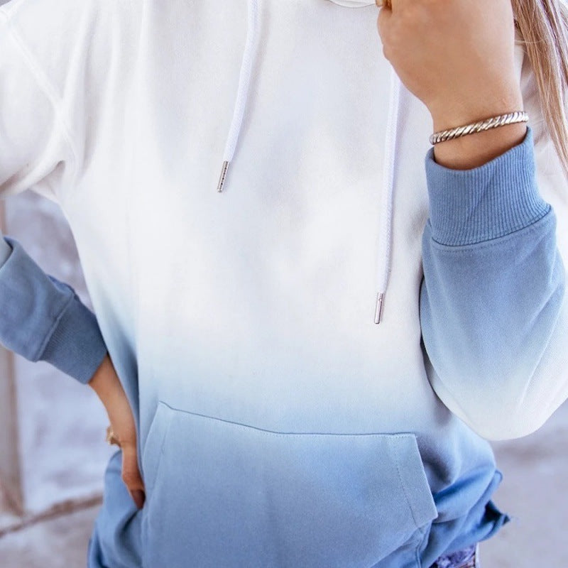 Damen Kapuzenpullover Moderner Farbverlauf Kängurutaschen