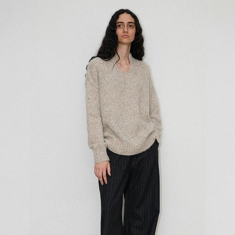 Damen Grobstrickpullover Stehkragen Eveloria
