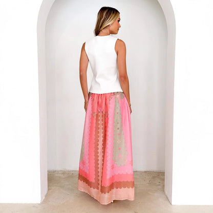 Damen Boho-Rock Floral Taillenrock Lang