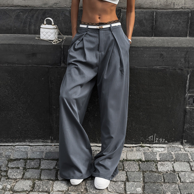 Damenhosen Hohe Taille Spitzenbund Elegant Schwarz - Eveloria