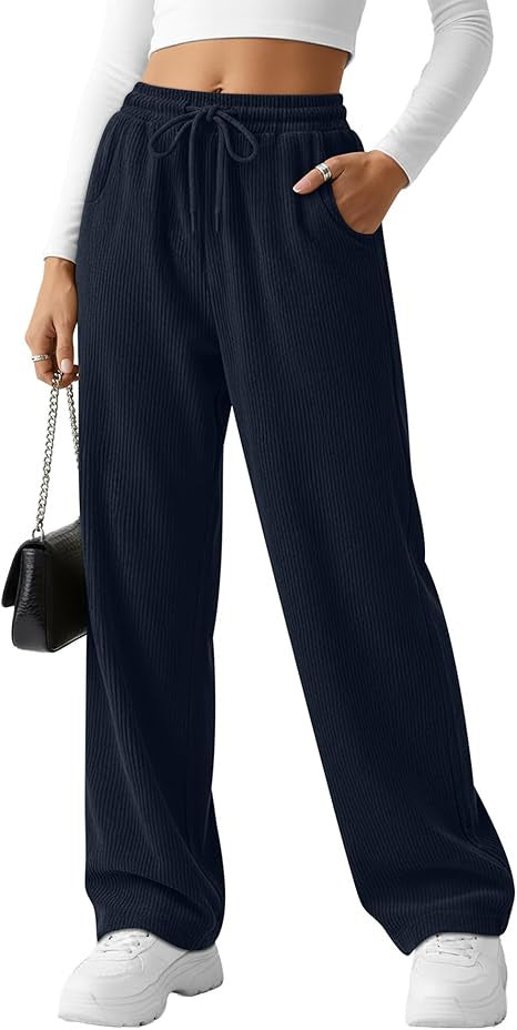 Damen Rippstrick-Hose Breit mit Kordelzug Eveloria