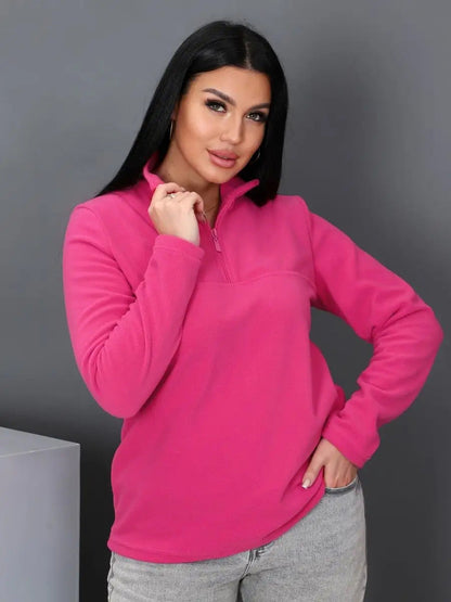 Damen Fleece-Pullover Hochkragen Reißverschluss