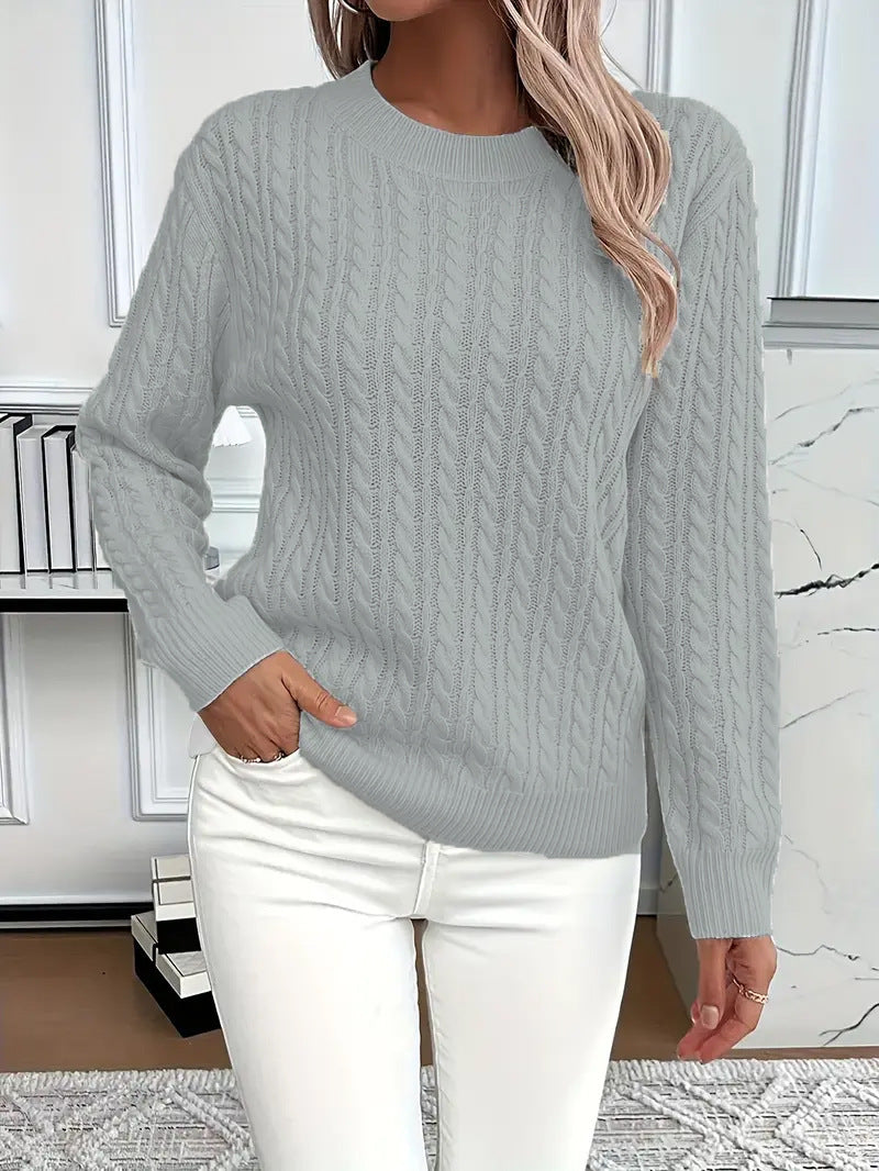 Damen Strickpullover Zopfdesign Elegantes Design