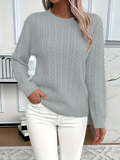 Damen Strickpullover Zopfdesign Elegantes Design