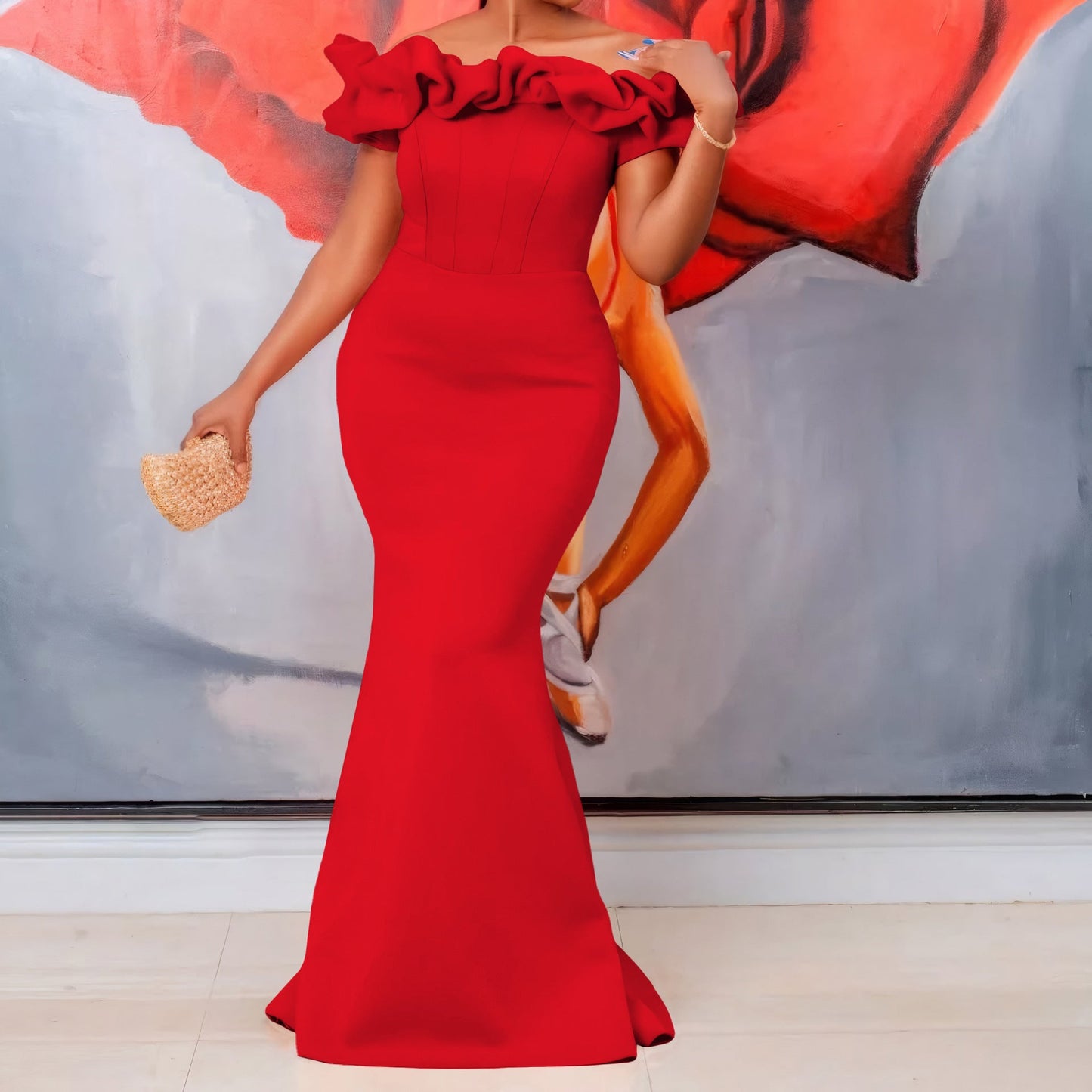 Damen Wickelkleid Elegantes Design Voluminöser Kragen Eveloria