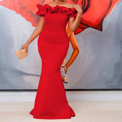 Damen Wickelkleid Elegantes Design Voluminöser Kragen Eveloria