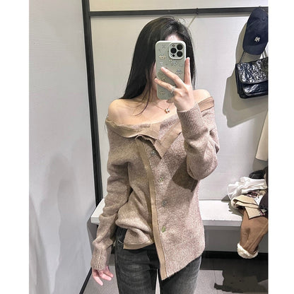 Damen Cardigan Kuschelweich mit Bindegürtel Beige - Eveloria