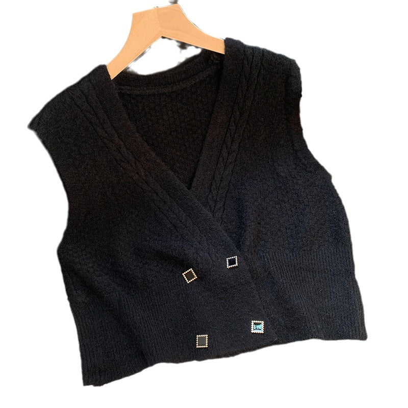 Damen Strickweste Zopfmuster Elegante Knöpfe