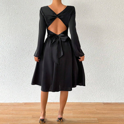 Damen A-Linien Kleid Rundhalsausschnitt Weite Ärmel Eveloria