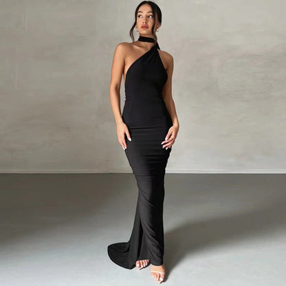 Damen Wickelkleid Asymmetrischer Saum Figurbetont Schwarz Eveloria - Eveloria