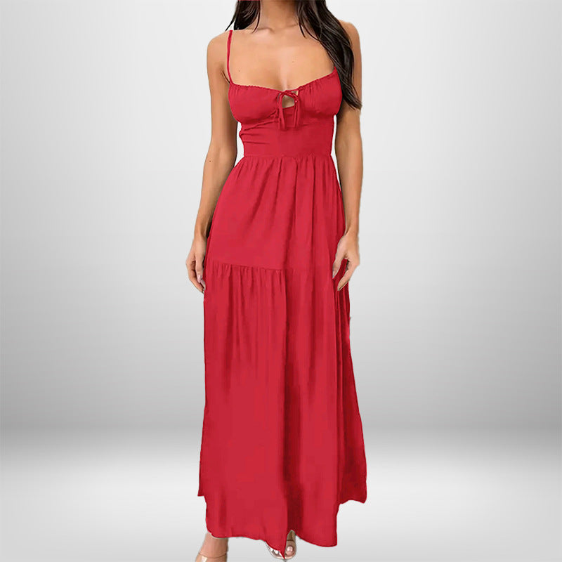 Damen Maxikleid Verstellbare Träger Romantisch Schlüsseleffekt
