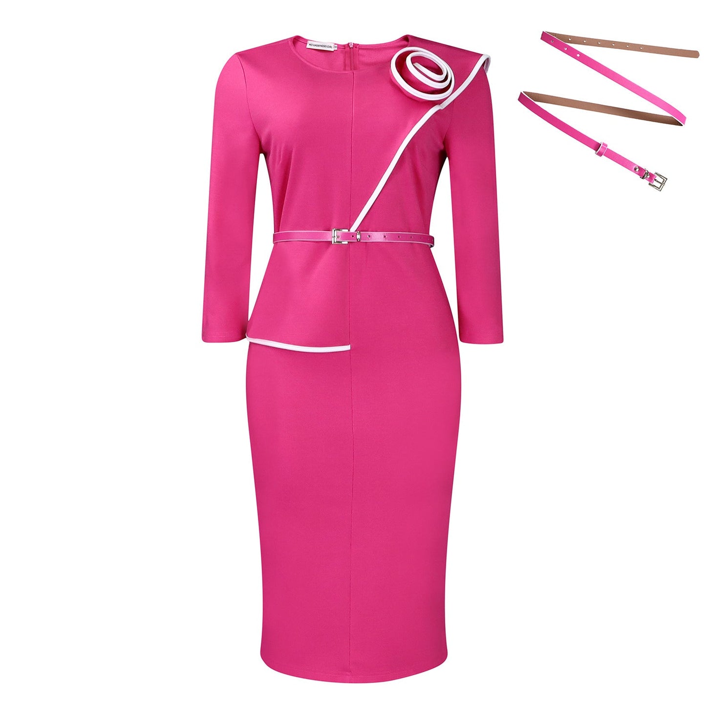 Damen Etuikleid mit Gürtel Modern Elegant Eveloria