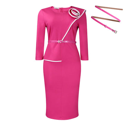 Damen Etuikleid mit Gürtel Modern Elegant Eveloria
