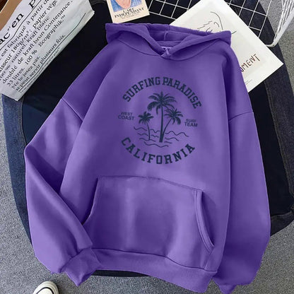 Damen Kapuzenpullover Baumwollmischung Surf-Motiv