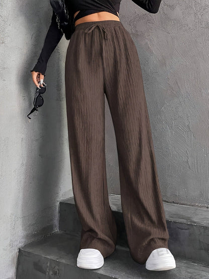 Damen Plissee-Hose Weit mit elastischem Bund und Taschen