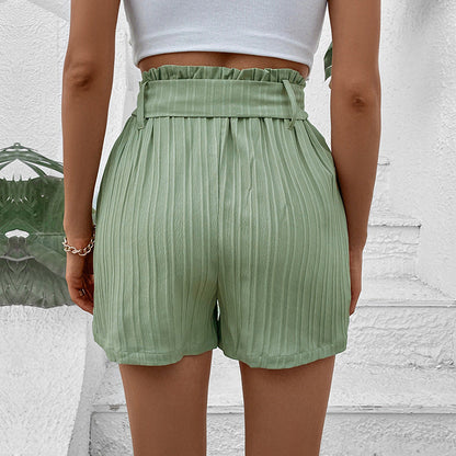 Damen Faltenshorts Verstellbarer Taillengürtel Eveloria