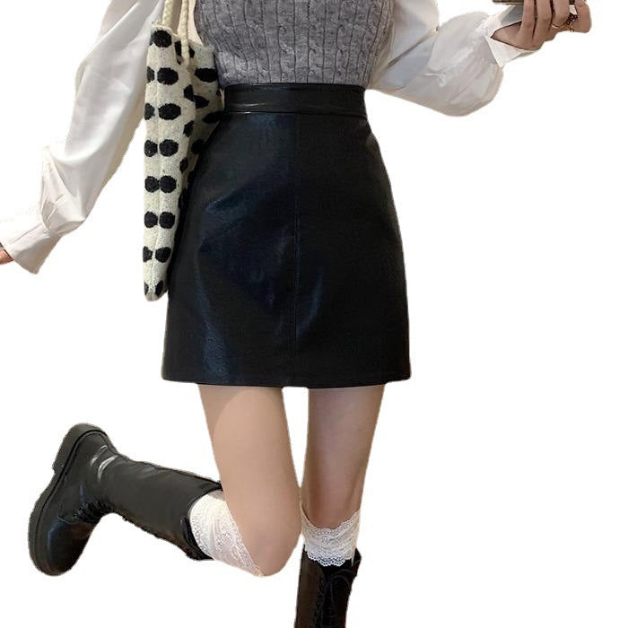 Damen Bleistiftrock Kunstleder Modern Schnitt