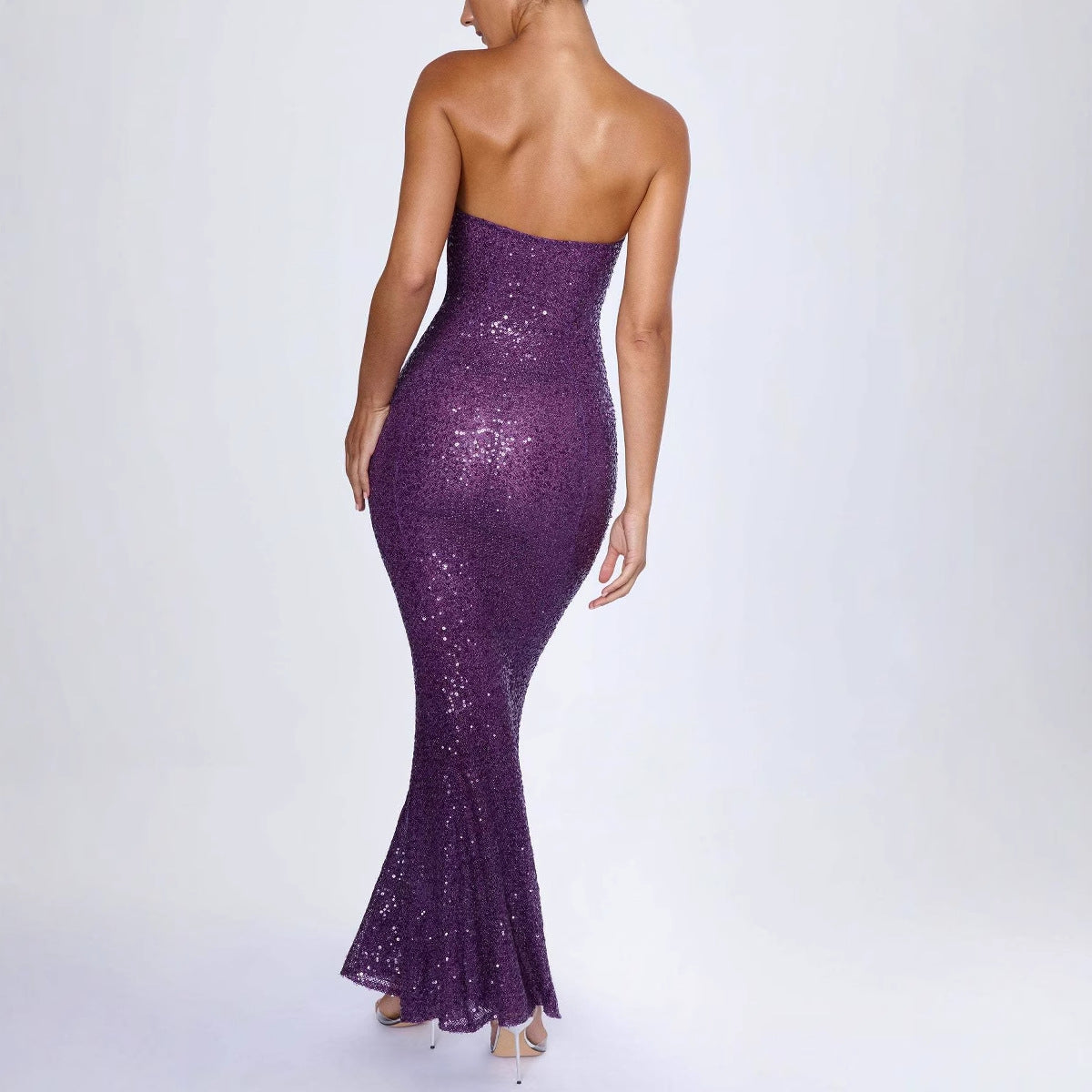 Damen Abendkleid Figurbetont Pailletten Eveloria