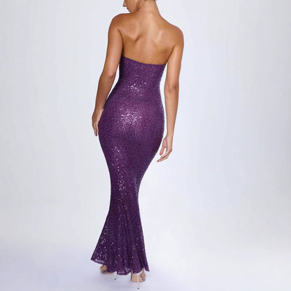 Damen Abendkleid Figurbetont Pailletten Eveloria