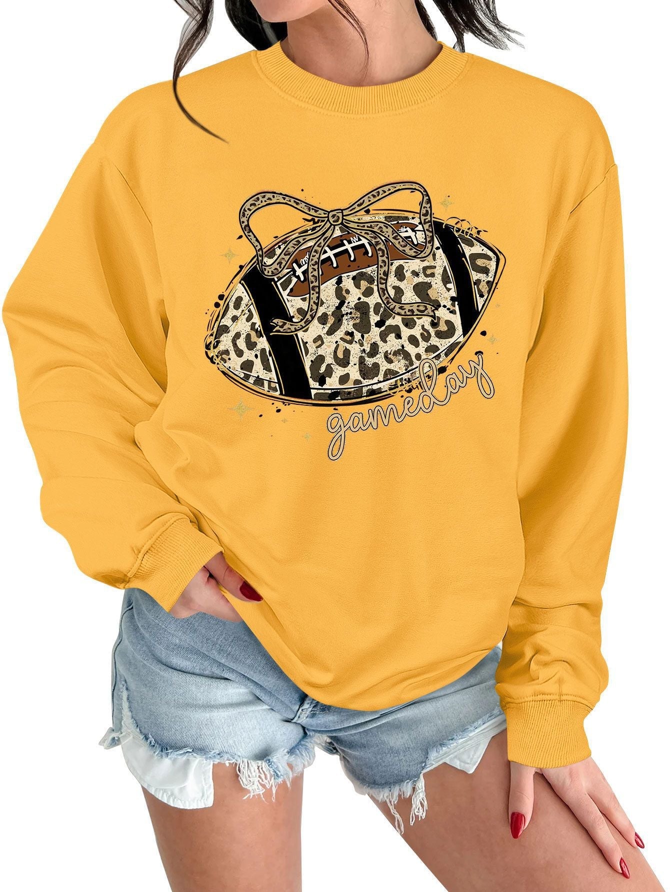 Damen Sweatshirt Sportmotiv Lässig Grau Eveloria