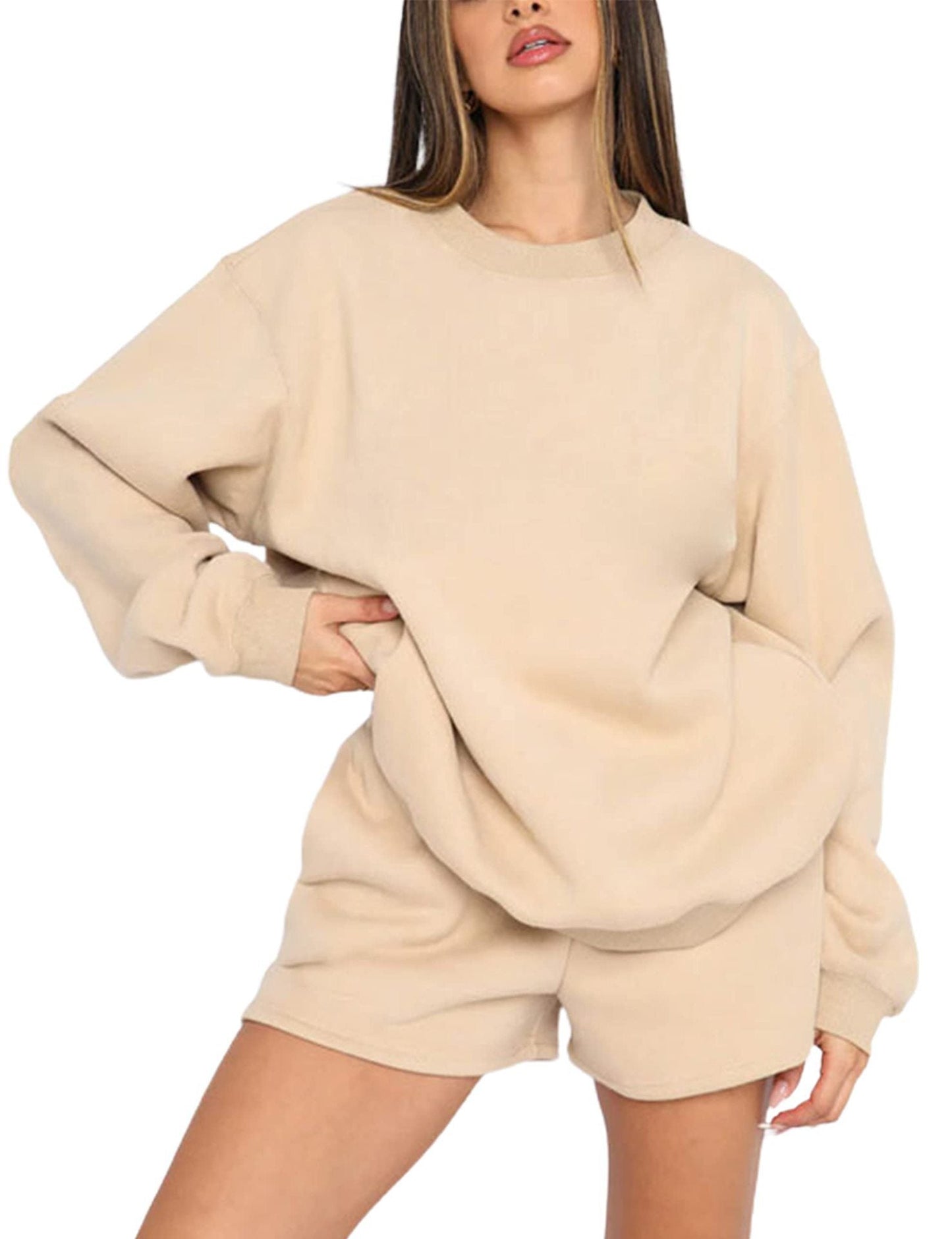 Damen Sweater-Shorts-Set Freizeitlook Eveloria